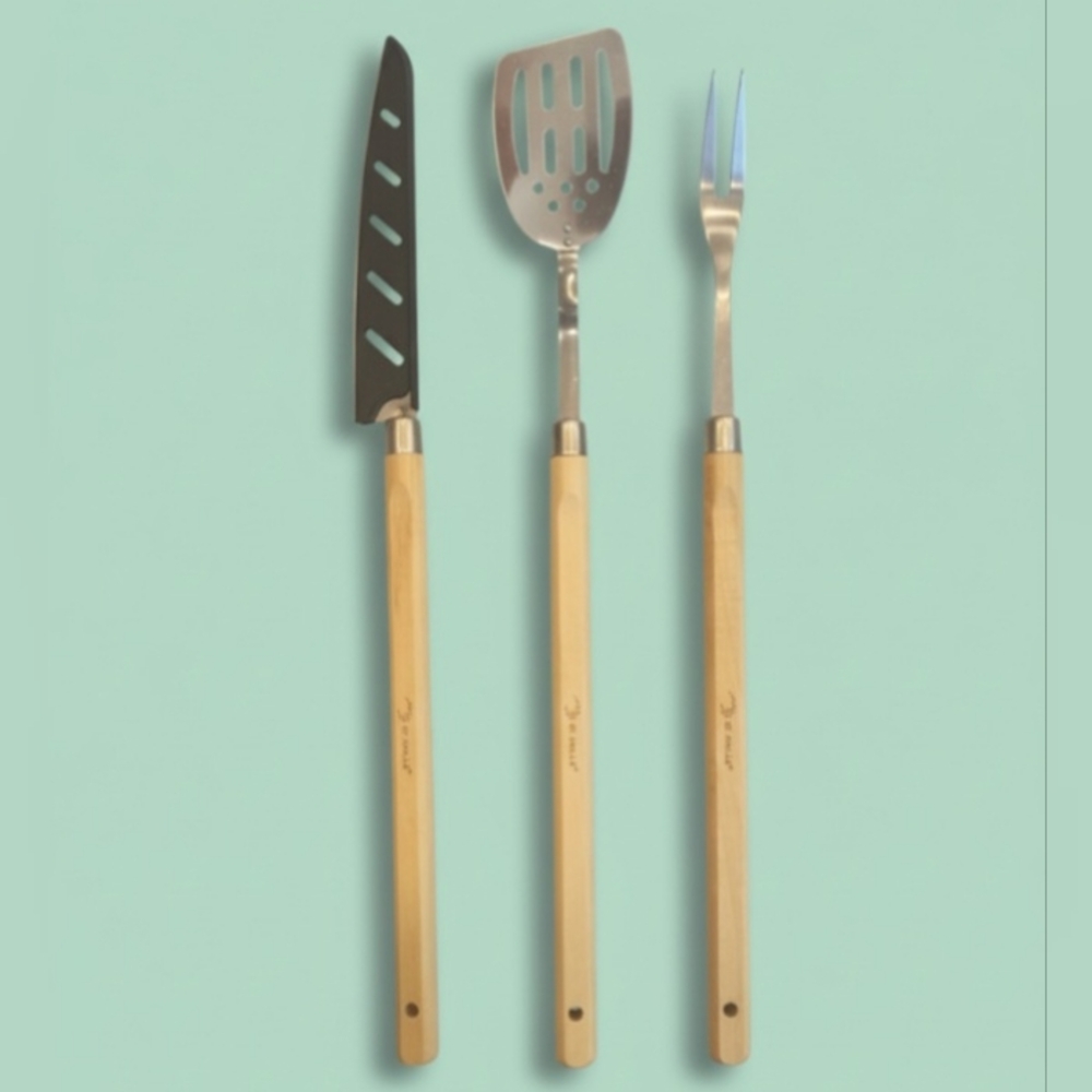 🔪GRILLING TOOLS SET (3 PCS) BY DI SOLLE APPROX. LENGTH: 20.5" - 22". LIKE NEW.